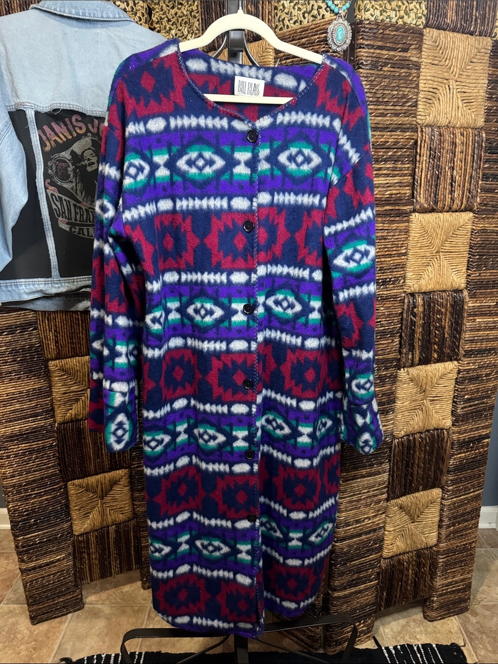 Vintage bill blass Multicolor Aztec Button-Front Long Sleeve cardigan/jacket